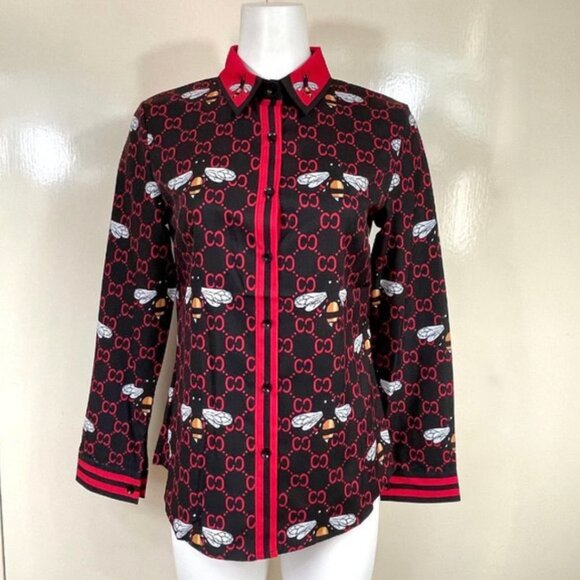 NWT GG Bee Button Down Shirt/Blouse/Top M - Picture 4 of 10